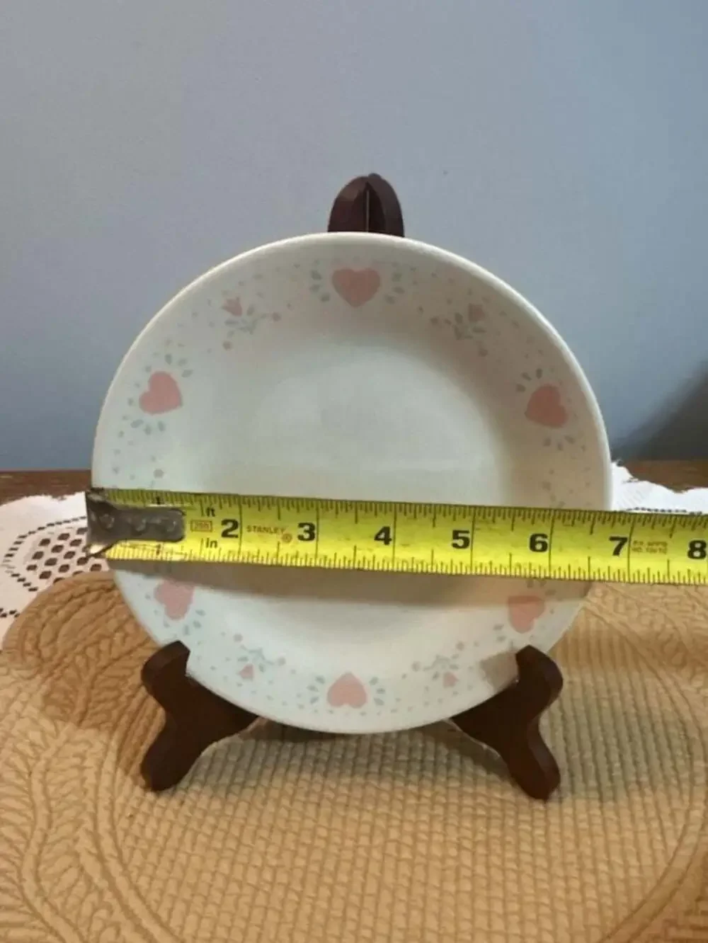 Corelle Forever Yours Dessert Bread and Butter Plate 6.75 in Pink Hearts Pattern